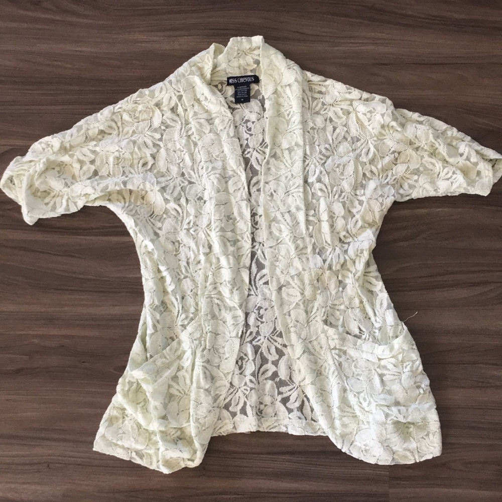 Lace short sleeve sweater